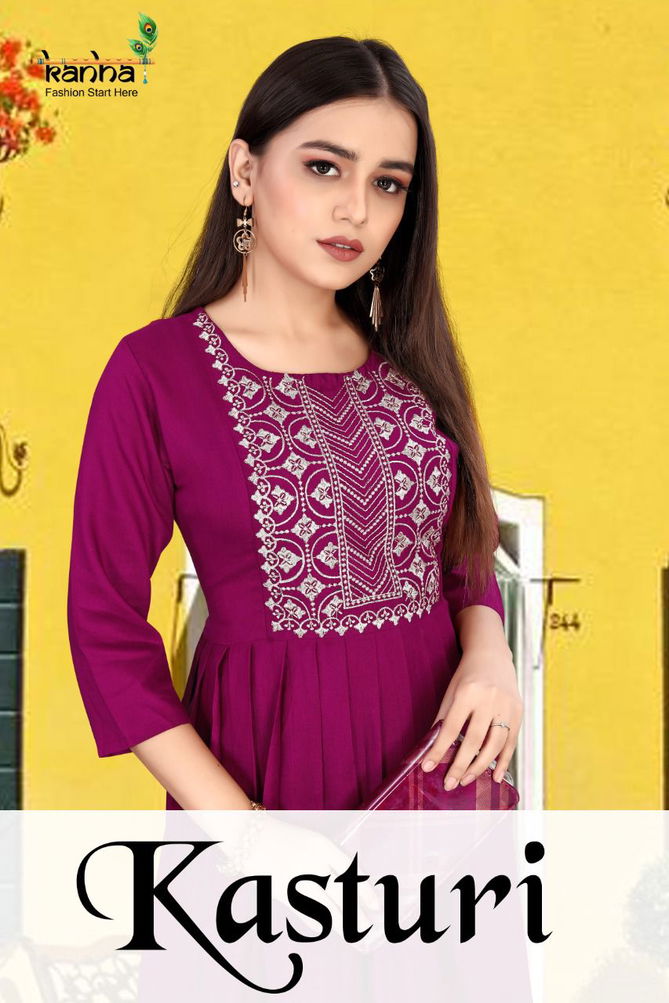 Kanha Kasturi Designer Feavy Festive Wear Rayon Latest Long Kurti Collection